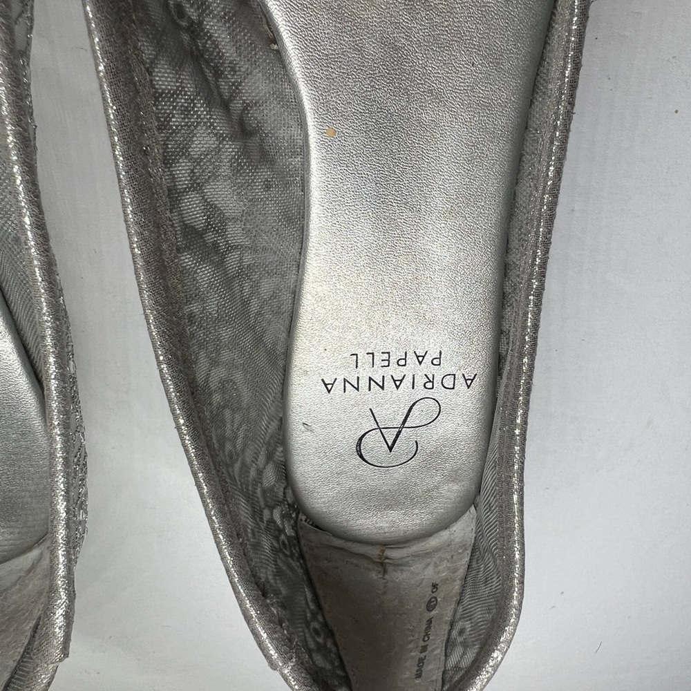 Adrianna Papell Shirley rhinestone embellished ballet flats 8 mesh silver lace - Picture 7 of 9